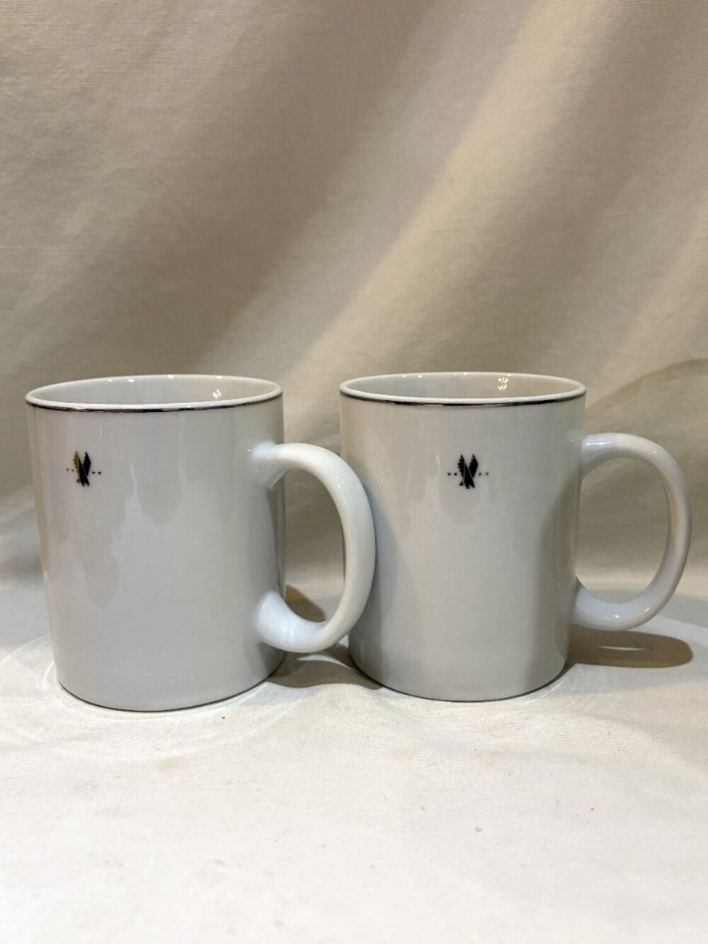 Pair of American Airlines White Fine Porcelain Coffee Mug Teacup by AMKO